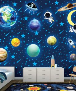מדבקות קיר לחדר ילדים – חלל בצבעים